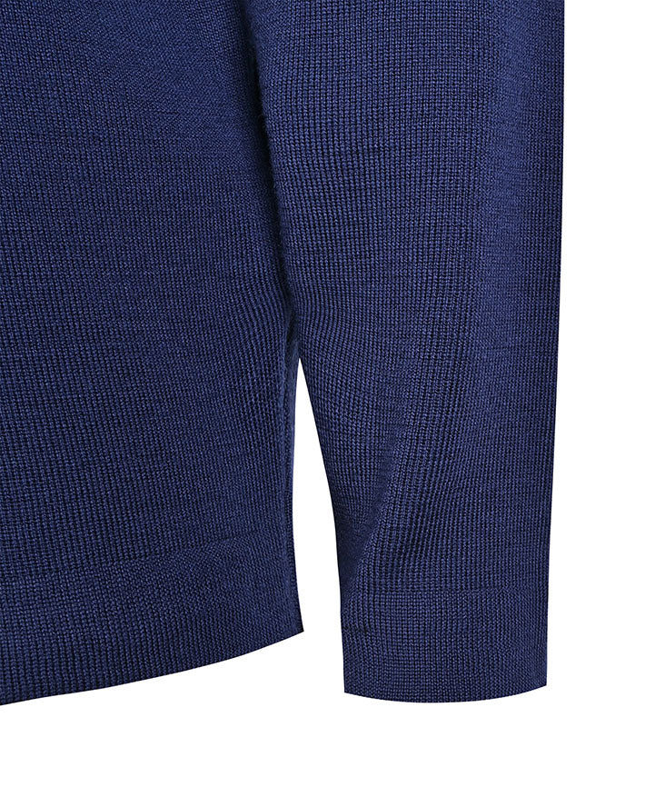 Poly / cotton jumper with crossover neck and striped neck