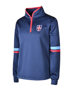 Qtr Zip top with contrast panels on sleeve with concealed zip