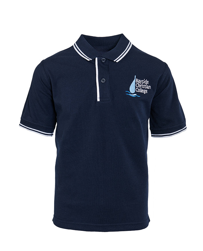 SS CB Mesh polo with knitted trim on collar and cuff