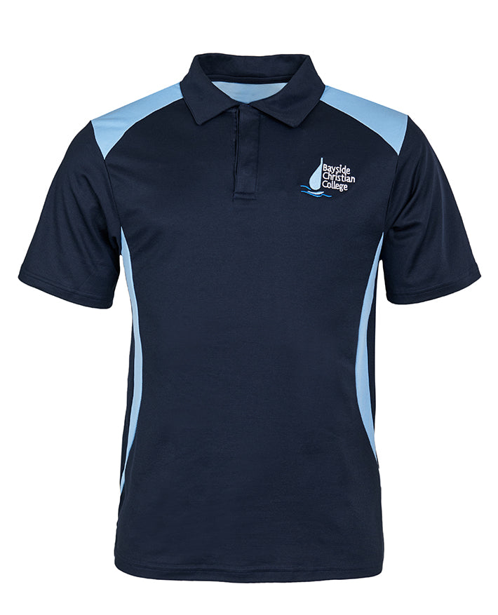 SS CB Mesh polo with contrast shoulder and side panel