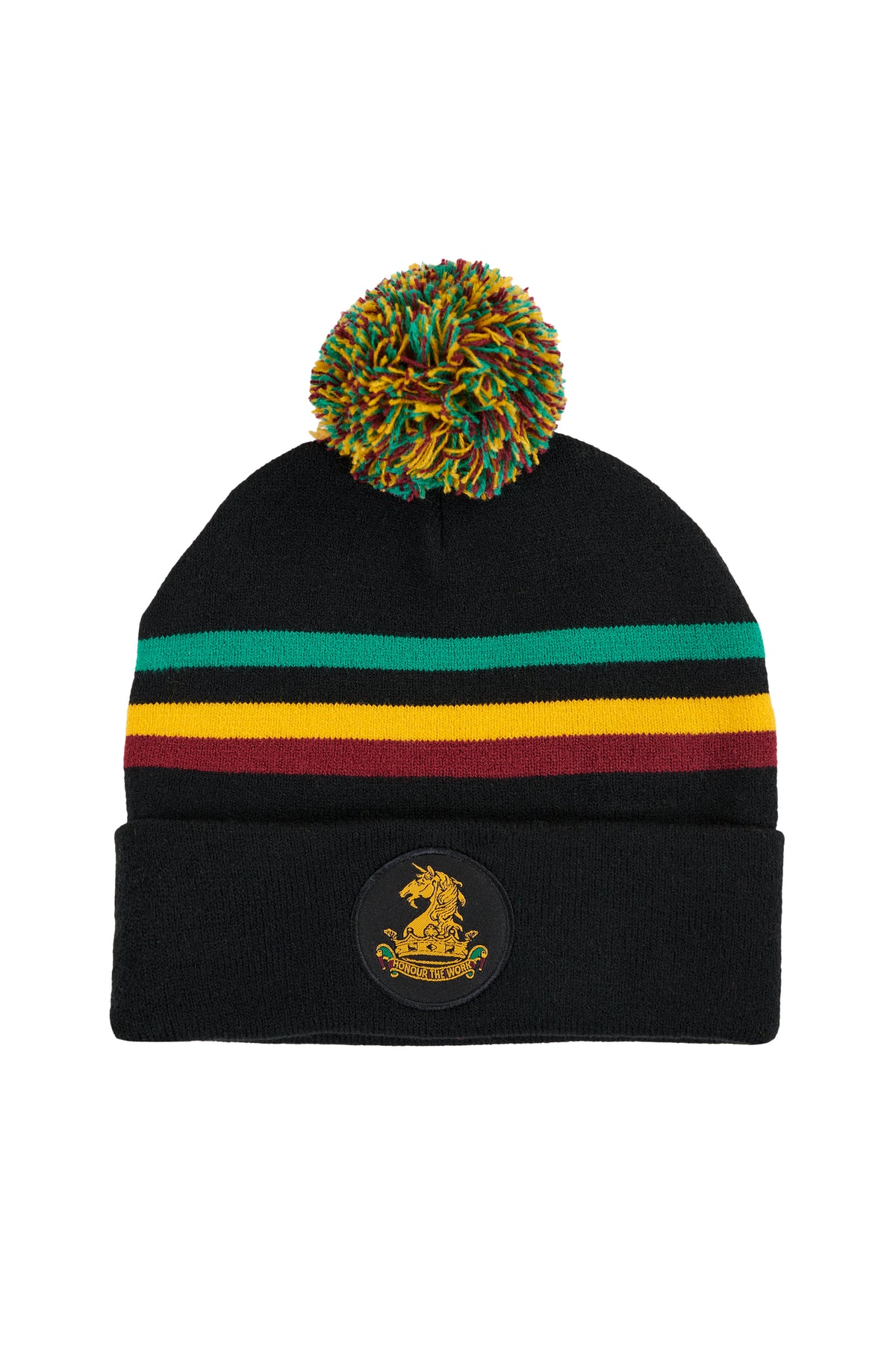 Circular Custom Jacquard Beanie with Pom Pom