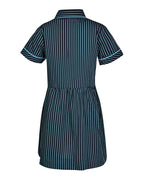 S/S Dress w. Peter Pan collar Gathered Sleeve & Contrast Trims