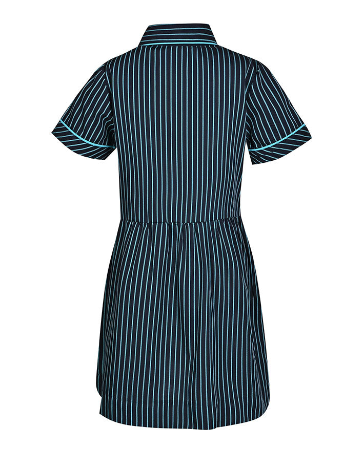 S/S Dress w. Peter Pan collar Gathered Sleeve & Contrast Trims
