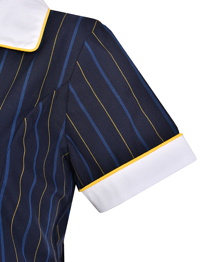 Summer Dress-Contrast Collar & Cuffs