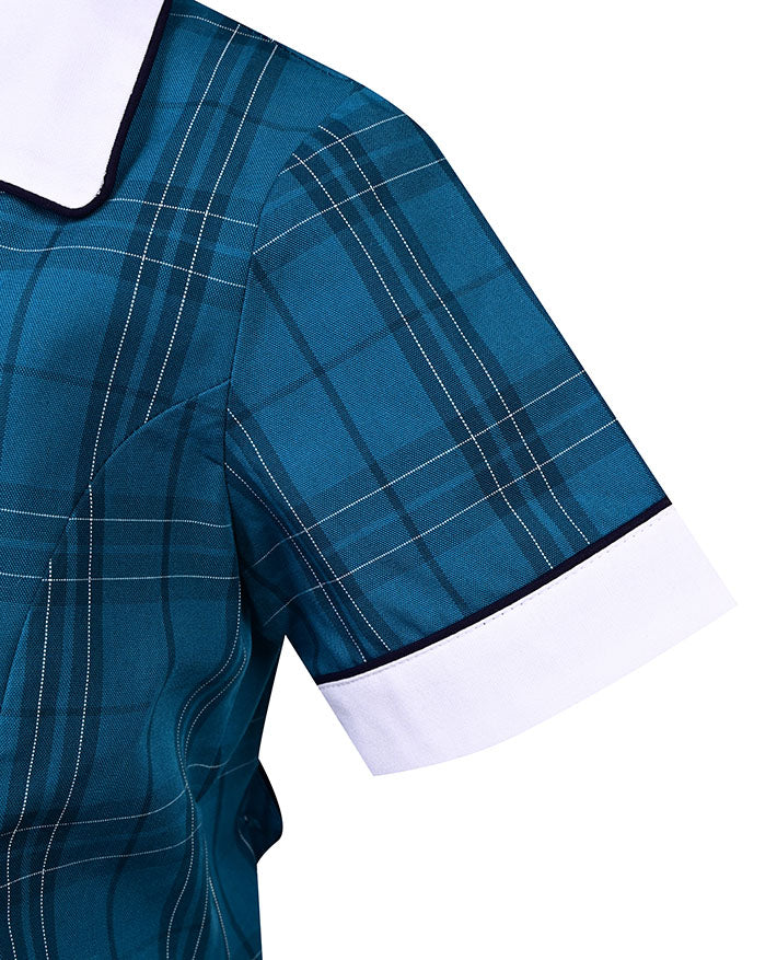 Summer Dress-Contrast Collar & Cuffs