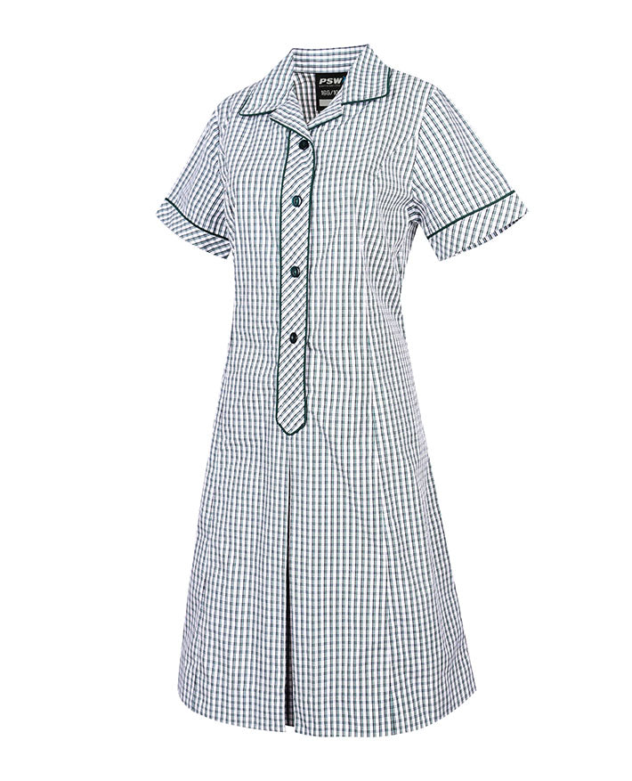 Summer Dress w self-cuff, collar and piping