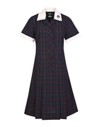 Summer Dress-Covered Placket with Contrast Collar&Cuffs