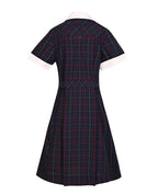 Summer Dress-Covered Placket with Contrast Collar&Cuffs