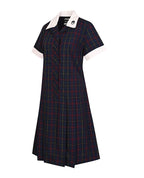 Summer Dress-Covered Placket with Contrast Collar&Cuffs