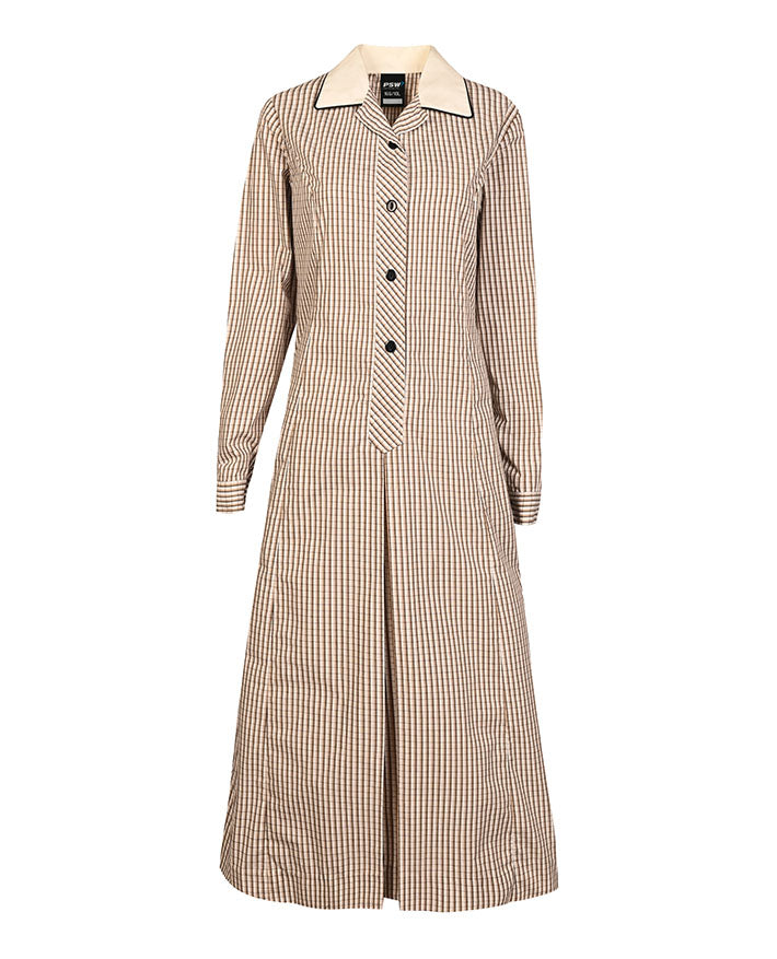 Long Length - princess line dress with Contrast Collar