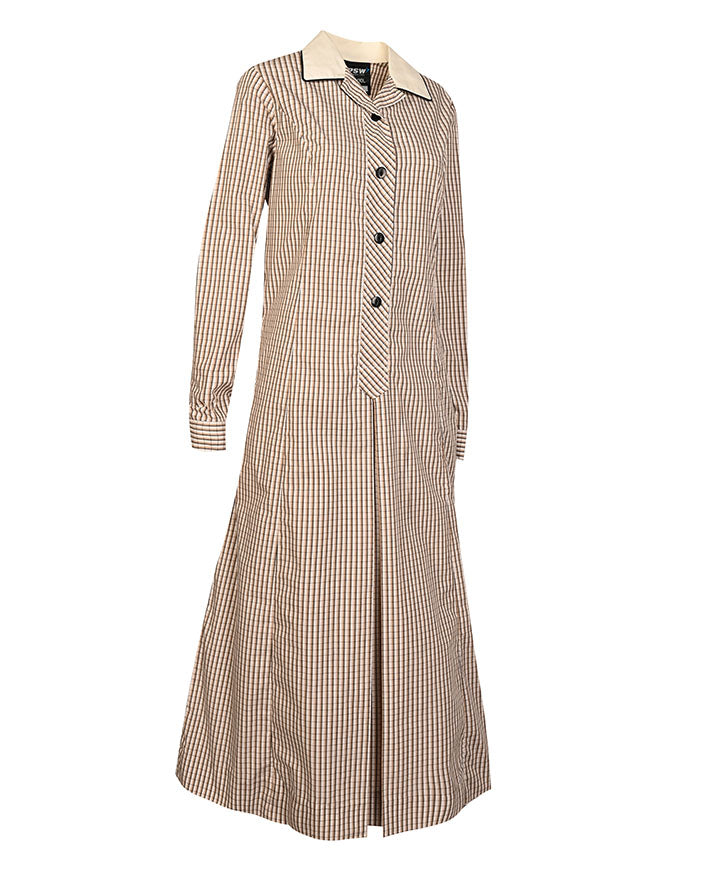 Long Length - princess line dress with Contrast Collar