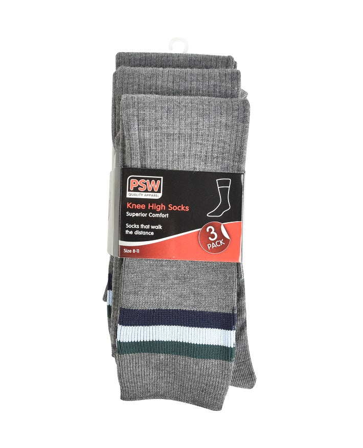 Wool Blend Knee Hi Socks with Stripes