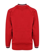 Poly cotton Jumper w Stripe neck & sleeve hem