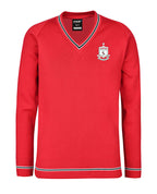 Poly cotton jumper with stripe neck & cuffs