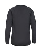 Poly Cotton Jumper with Stripe Bands for V-Neck Only