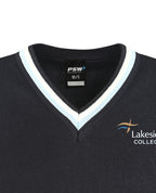 Poly Cotton Jumper with Stripe Bands for V-Neck Only