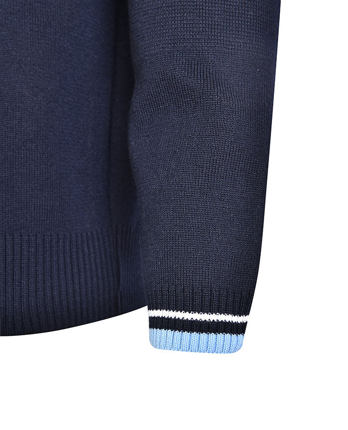 Poly Cotton Cardigan with Stripe Bands