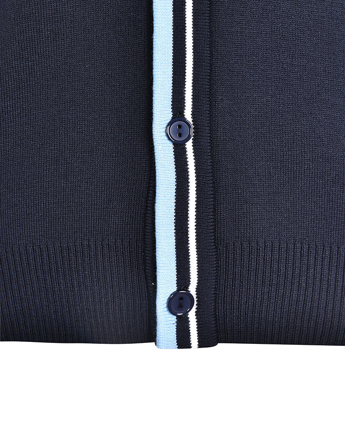 Poly Cotton Cardigan with Stripe Bands