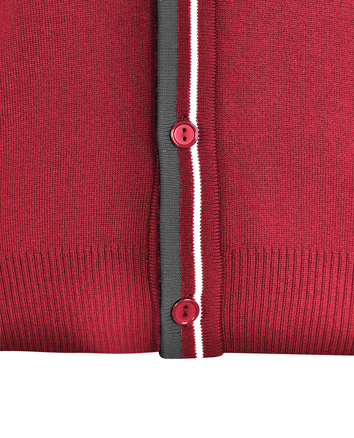 Poly Cotton Cardigan with Stripe Bands