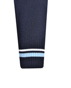 Poly Cotton Jumper with Stripe Bands for V-Neck/Cuffs and Plain Hem Band