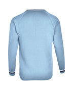 Poly Cotton Jumper with Stripe Bands for V-Neck/Cuffs and Plain Hem Band