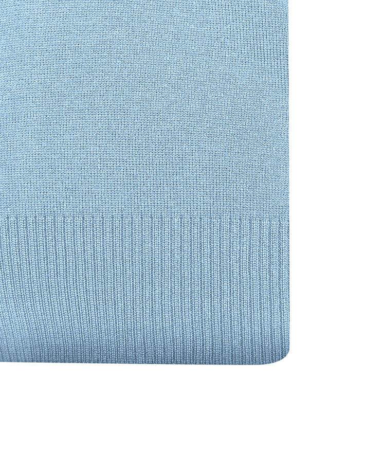 Poly Cotton Jumper with Stripe Bands for V-Neck/Cuffs and Plain Hem Band