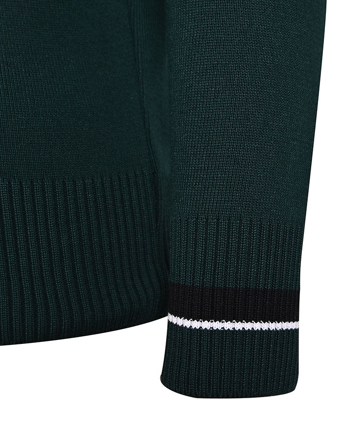 Poly cotton Jumper with Stripe Neck and Cuffs