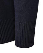 Poly Cotton Jumper with Stripe Bands for V-Neck