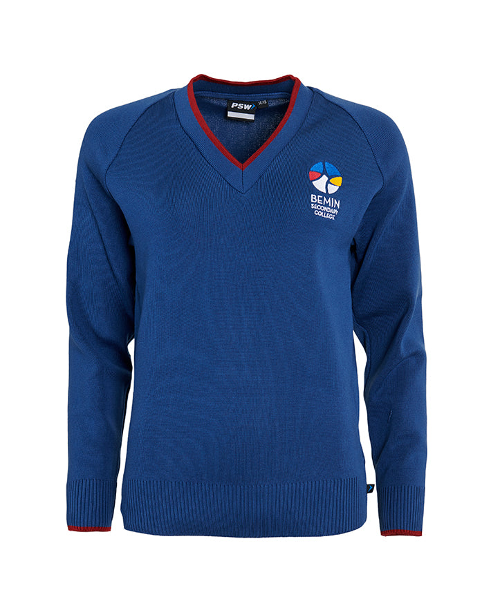 Poly/ Cotton Jumper with Tip Stripes on Neck & Cuffs