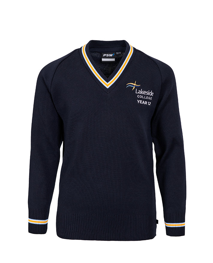 Jumper with stripe neck and cuff