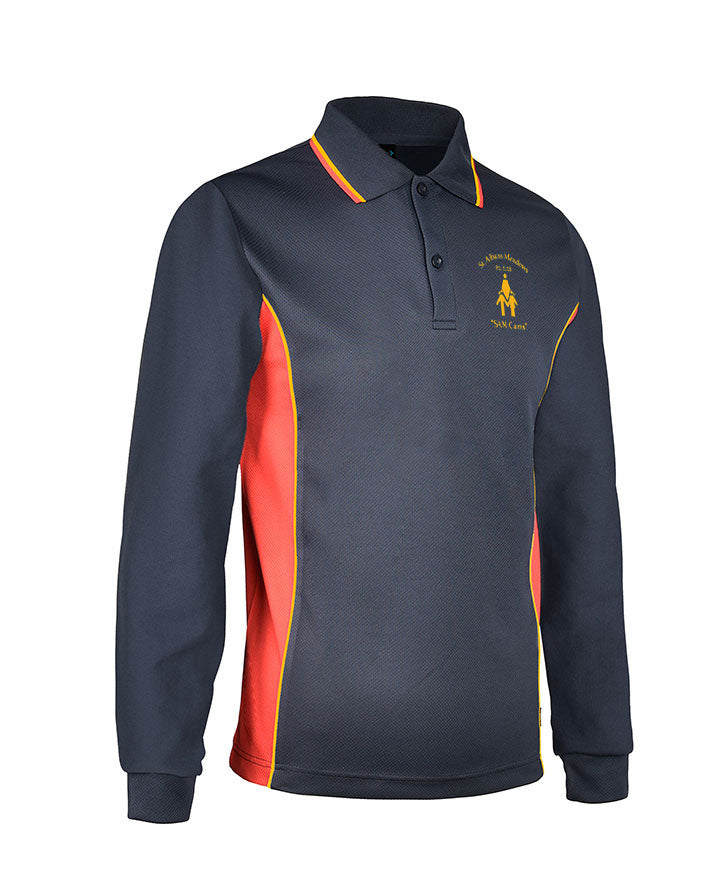 Long Sleeve Mesh Polo