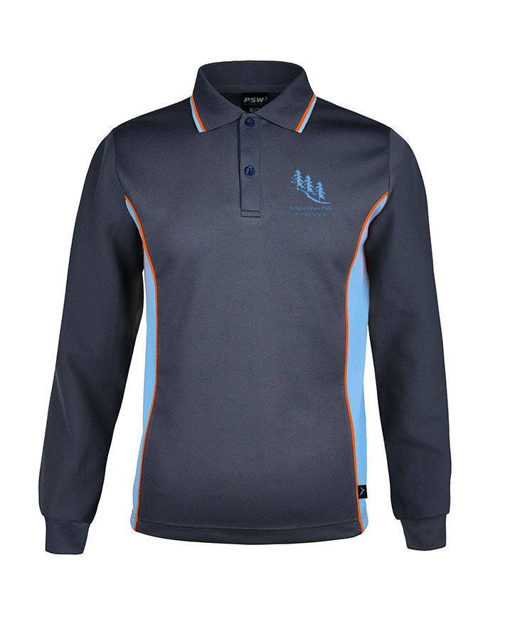Long Sleeve Mesh Polo