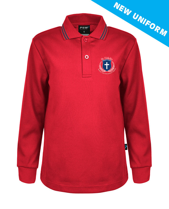 Long Sleeve Mesh Polo