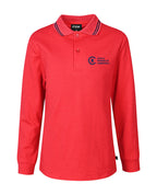 Long Sleeve CB Mesh polo with stripe collar