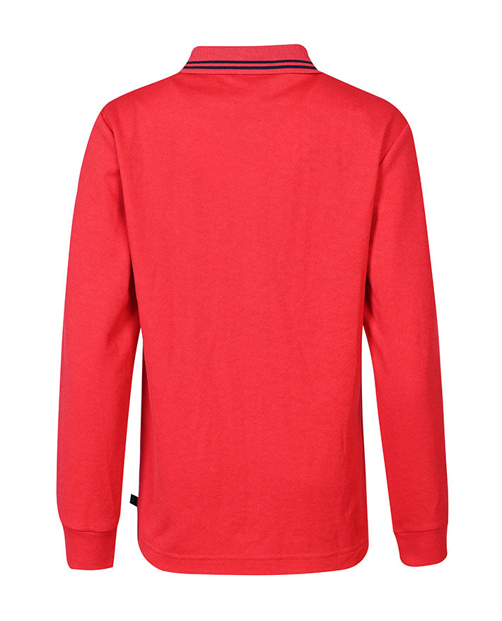 Long Sleeve CB Mesh polo with stripe collar