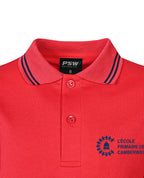 Long Sleeve CB Mesh polo with stripe collar