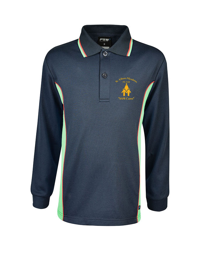 Long Sleeve Mesh Polo - Cotton Back