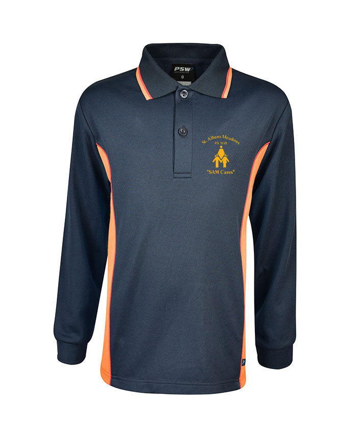 Long Sleeve Mesh Polo - Cotton Back