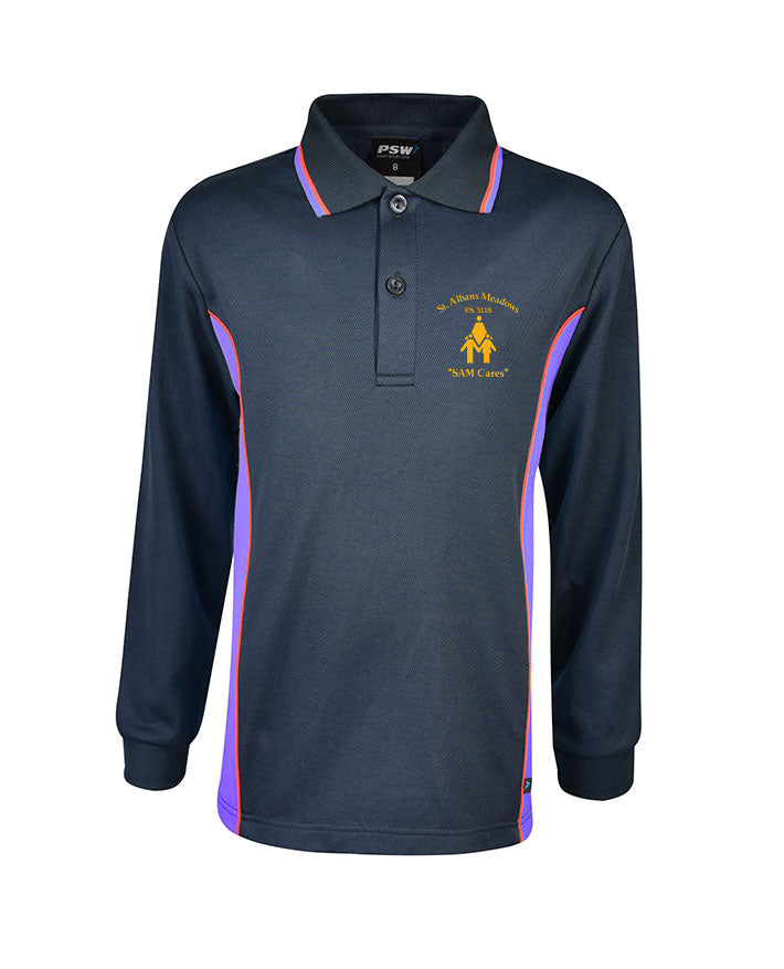 Long Sleeve Mesh Polo - Cotton Back