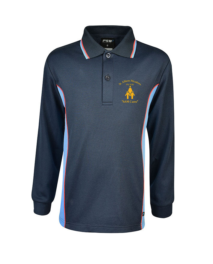 Long Sleeve Mesh Polo - Cotton Back