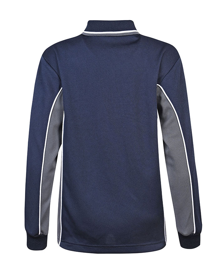 LS Mesh polo w contrast thru sleeve