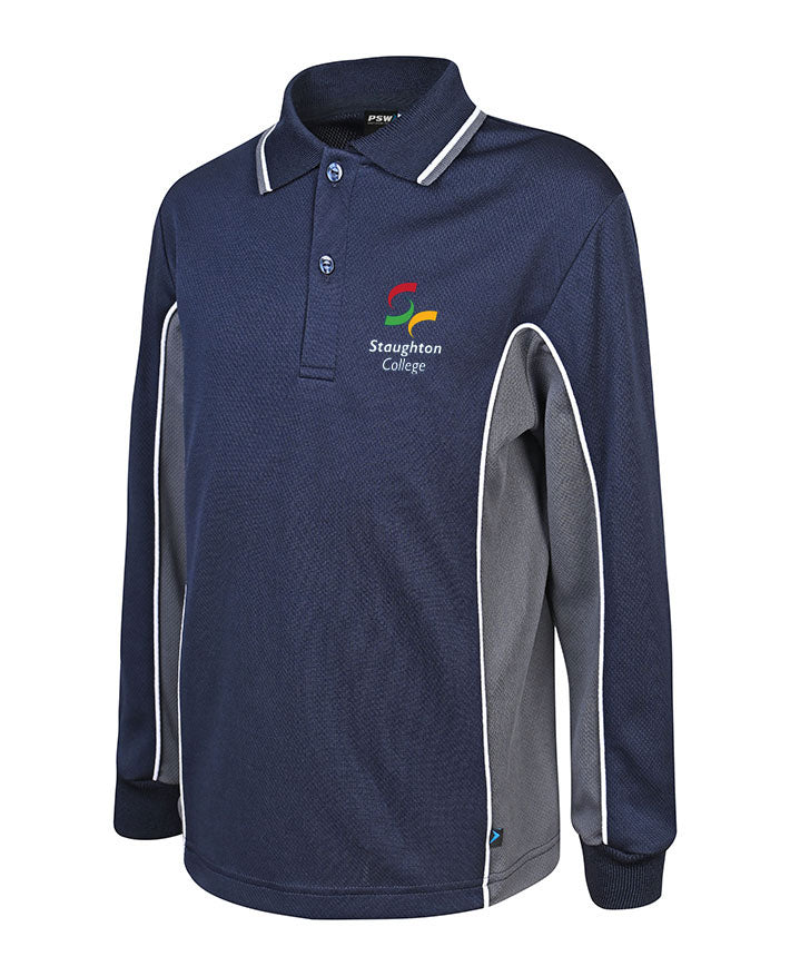 LS Mesh polo w contrast thru sleeve