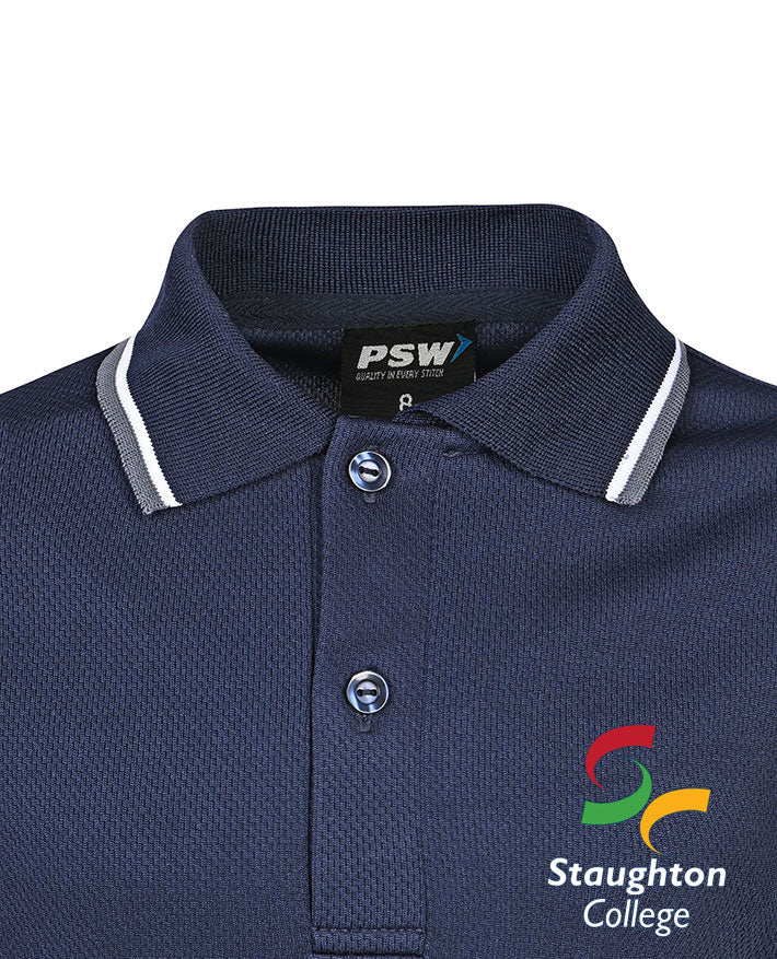 LS Mesh polo w contrast thru sleeve