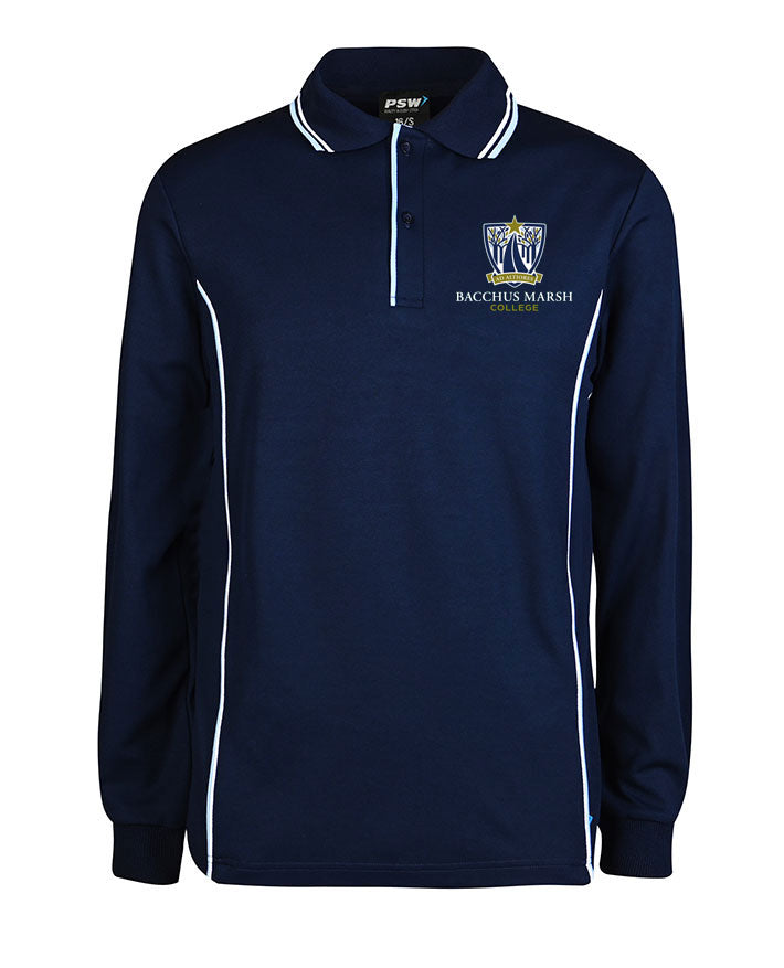 CB L/S Polo w double piping & piped placket based
