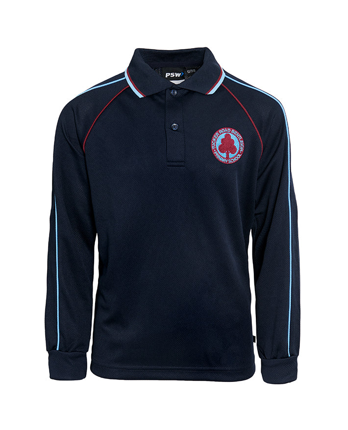 L/S Raglan Micromesh Polo w. 2 colour Piping