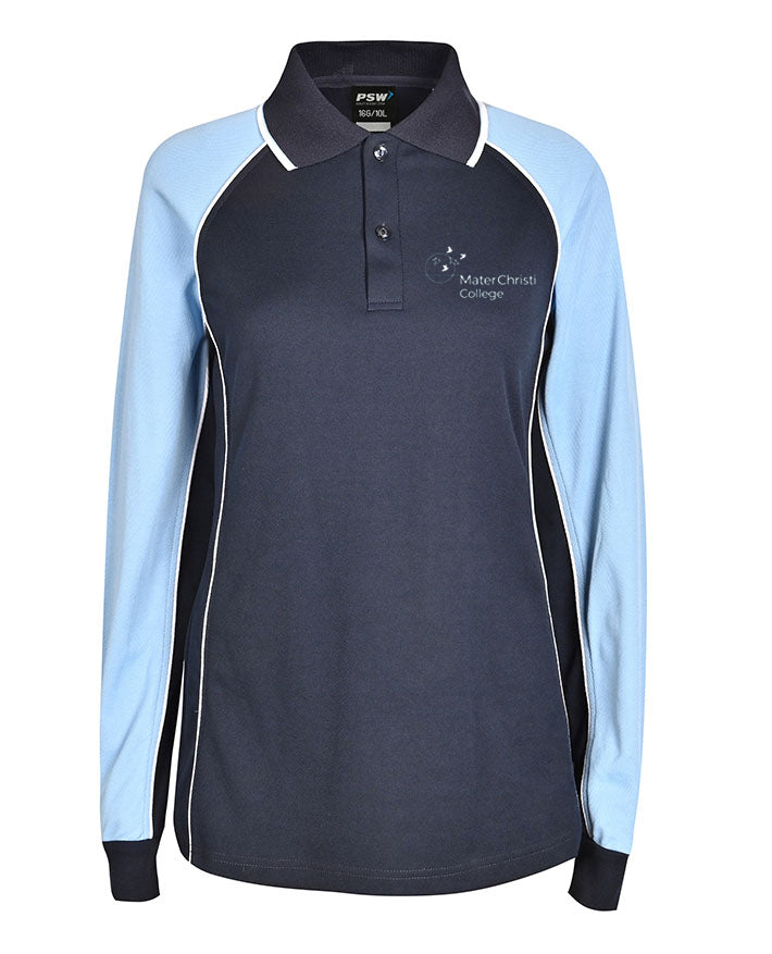 LS Ladies Raglan Polo with contrast sleeves & piping