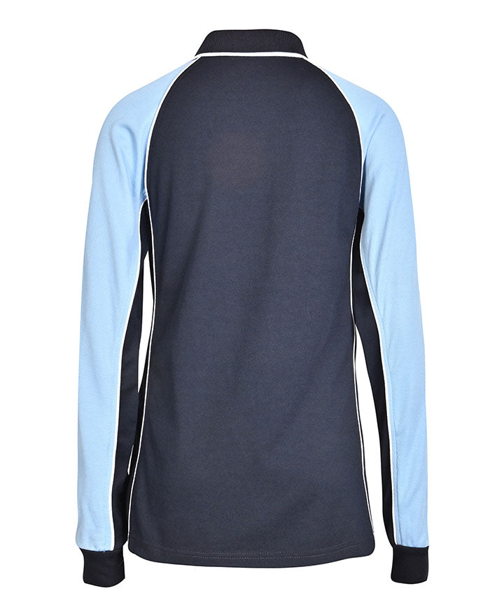 LS Ladies Raglan Polo with contrast sleeves & piping
