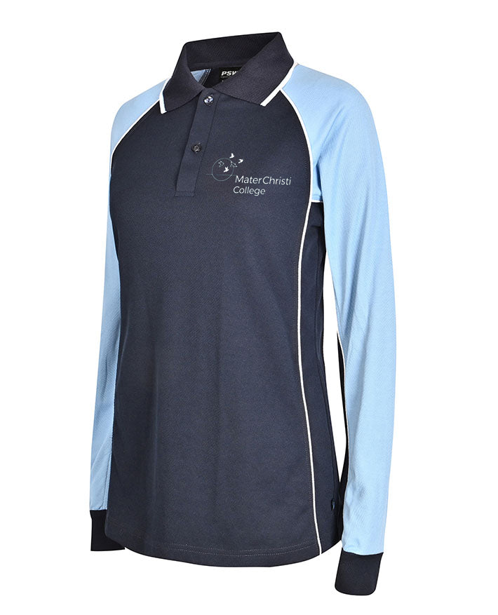 LS Ladies Raglan Polo with contrast sleeves & piping