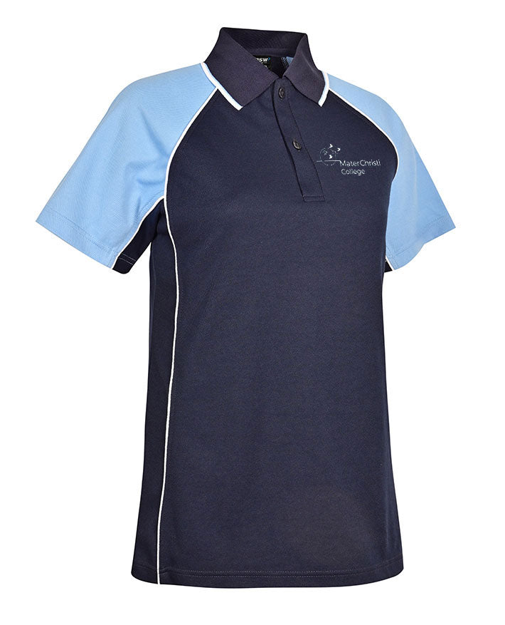 SS Ladies Raglan Polo with contrast sleeves & piping