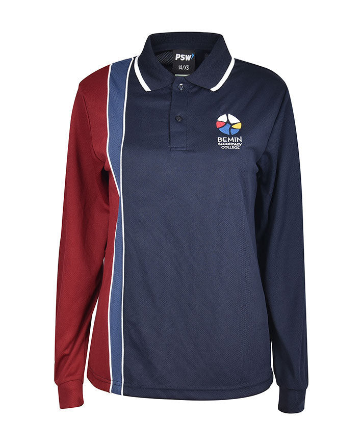 LS Micromesh Vertical Polo with Contrast Strip and Double Piping